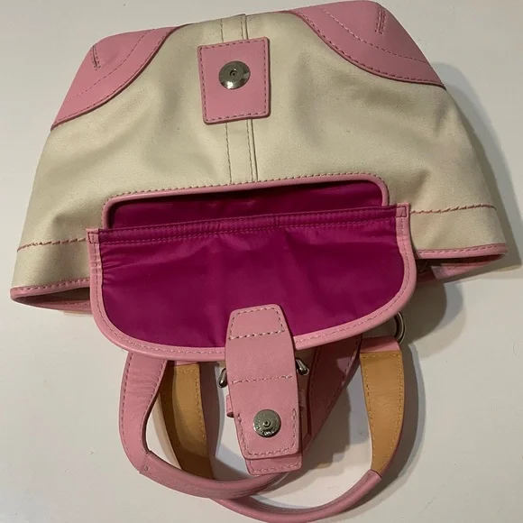 Pink and Cream Women's Handbag - Picture 7 of 13